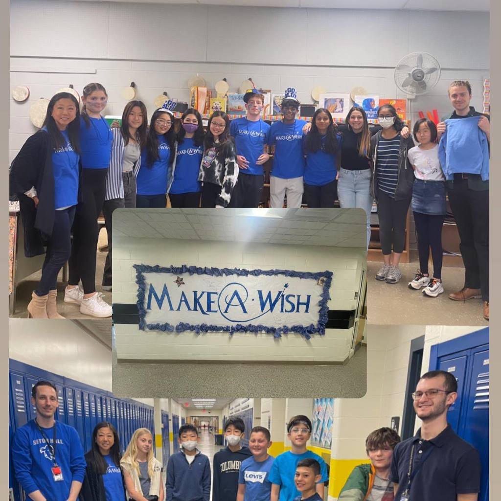 norwood students with make a wish poster; collage